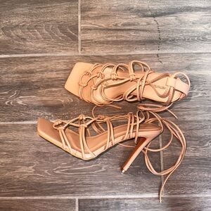 PrettyLittleThing Tan Strappy Heels